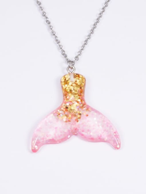 Color  2 Stainless steel Resin  Cute Wind Fish Tail Pendant Necklace