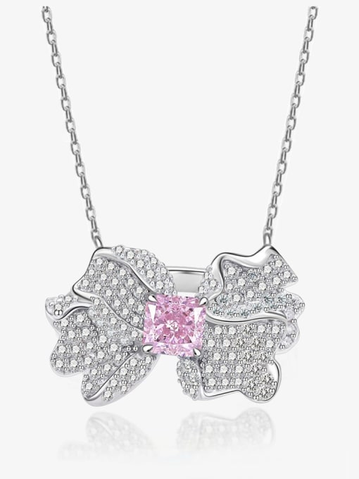 Pink diamond 66 Necklace 925 Sterling Silver Cubic Zirconia Butterfly Luxury Necklace