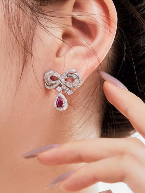 STL-Silver Jewelry 925 Sterling Silver Cubic Zirconia Butterfly Dainty Drop Earring 1