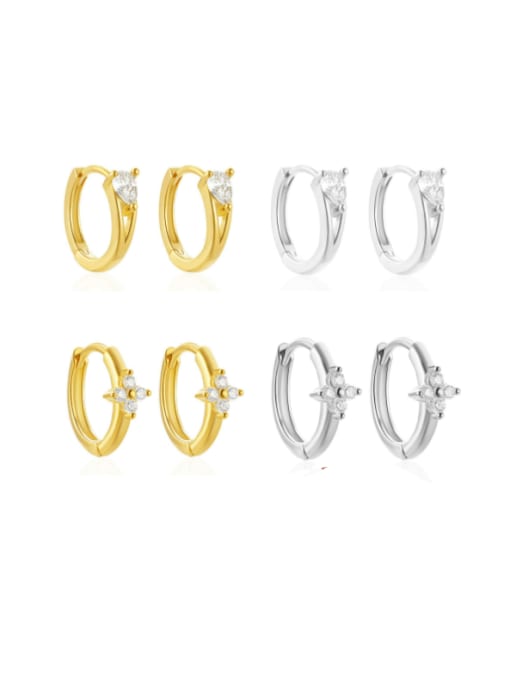 YUANFAN 925 Sterling Silver Cubic Zirconia Geometric Dainty Huggie Earring 0