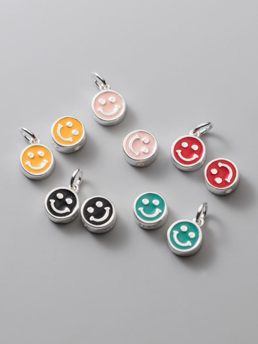 FAN S925 Silver Color Epoxy Cross Smiley String Beads 1