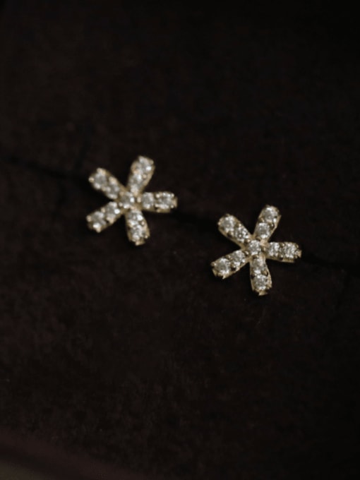 ZEMI 925 Sterling Silver Cubic Zirconia Flower Cute Stud Earring 2