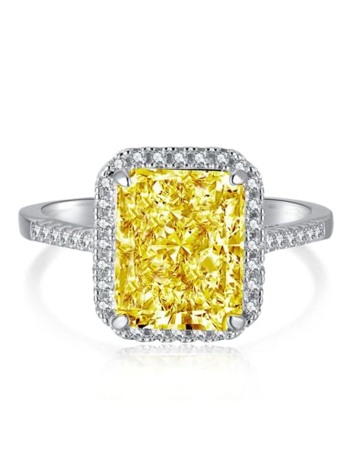Yellow DY120527 925 Sterling Silver Cubic Zirconia Geometric Luxury Band Ring