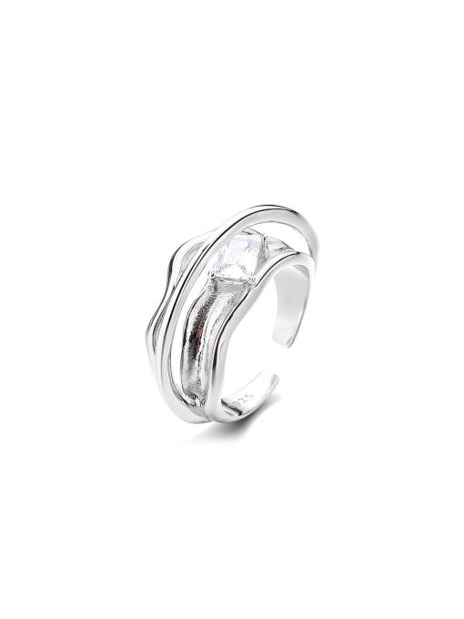 TAIS 925 Sterling Silver Cubic Zirconia Geometric Vintage Band Ring 0