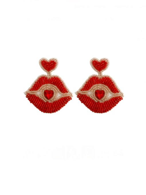 E69060 red Alloy MGB beads Mouth Bohemia Drop Earring