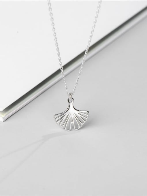 Platinum 925 Sterling Silver Leaf Minimalist Necklace