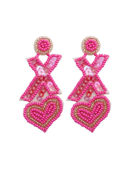 E69058 Rose Alloy MGB beads Multi Color Heart Hip Hop Pure handmade Weave Earring