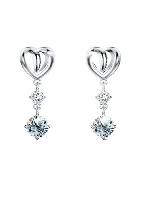 1 .0CT (Mosan diamond 925 Sterling Silver 1.0CT  Moissanite Heart Dainty Drop Earring