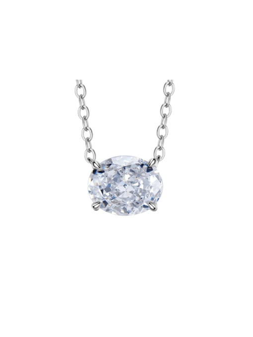 N052 Platinum 925 Sterling Silver Cubic Zirconia Geometric Dainty Necklace