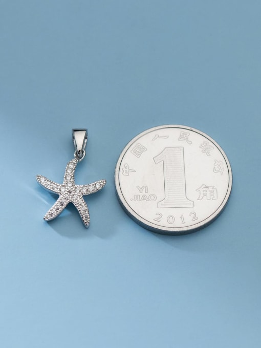 FAN S925 Silver Electroplated Micro-set Zircon Starfish Pendant 2