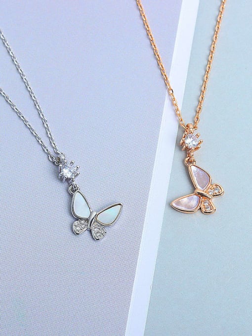 PNJ-Silver 925 Sterling Silver Shell Butterfly Minimalist Necklace