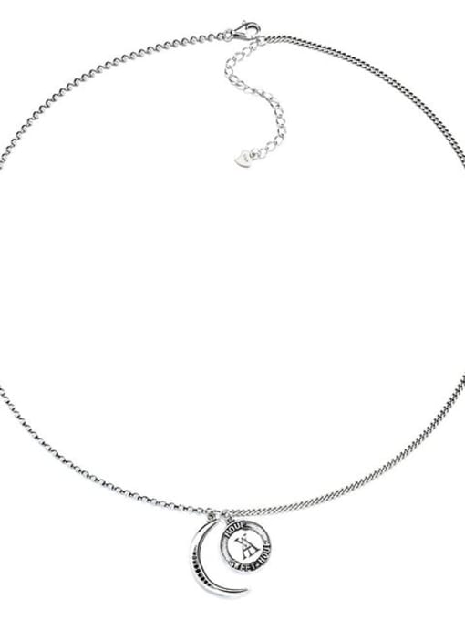 068L8.4g 925 Sterling Silver Moon Vintage Necklace