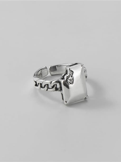 Square ring 925 Sterling Silver Geometric Vintage Band Ring