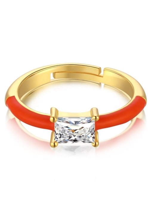 Golden Red DY120250 S G OG 925 Sterling Silver Enamel Cubic Zirconia Geometric Minimalist Band Ring
