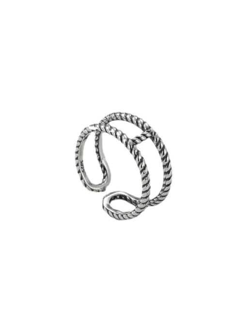 ARTTI 925 Sterling Silver Irregular Vintage Stackable Double Twist Ring 0