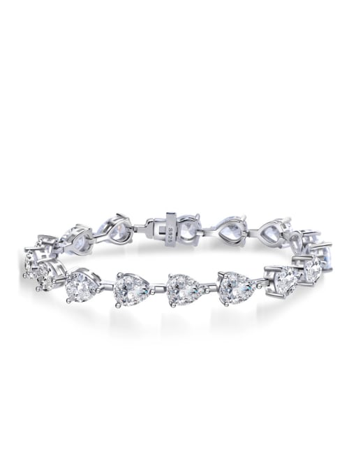 A&T Jewelry 925 Sterling Silver High Carbon Diamond Heart Luxury Bracelet 0