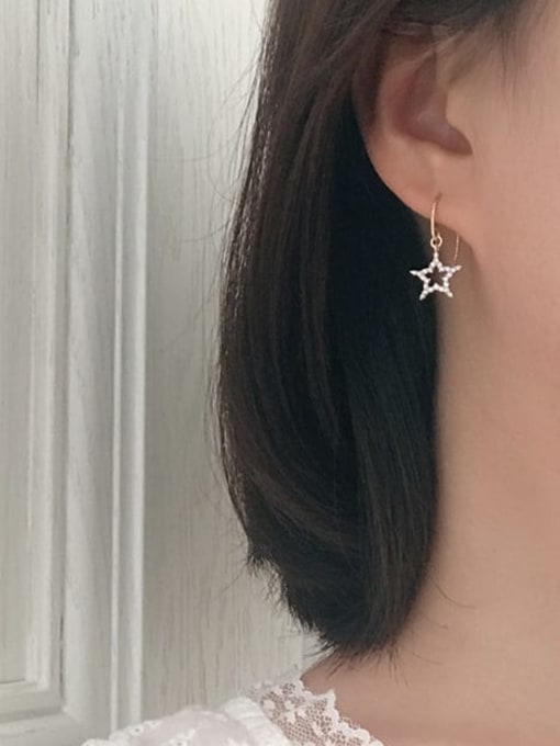ZEMI 925 Sterling Silver Cubic Zirconia Star Trend Hook Earring 1