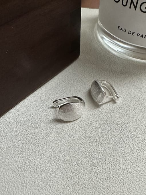 Brushed style 925 Sterling Silver Geometric Minimalist Huggie Earring