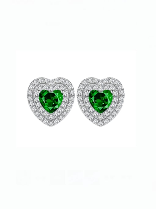 A&T Jewelry 925 Sterling Silver Cubic Zirconia Heart Luxury Cluster Earring 0