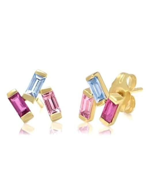 Colorful 2 925 Sterling Silver Cubic Zirconia Geometric Dainty Stud Earring