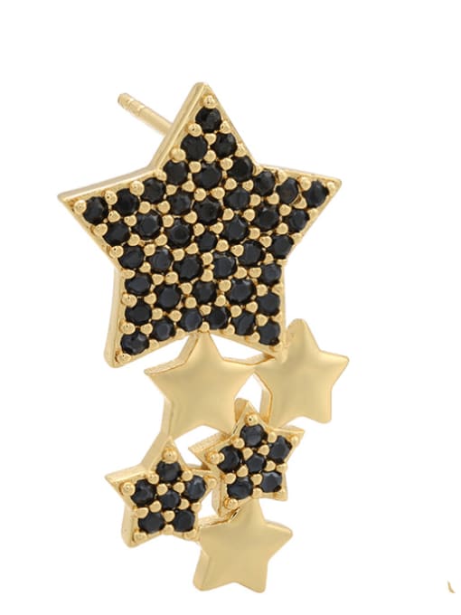 Golden black diamond Brass Rhinestone Star Dainty Stud Earring