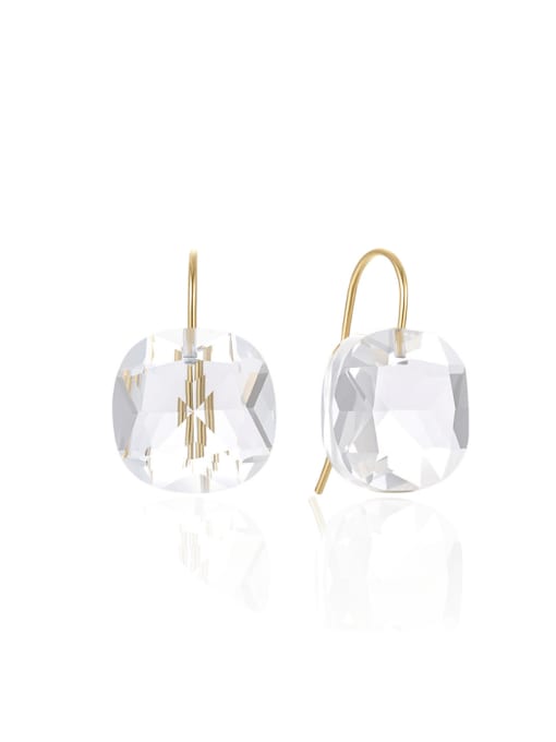 Gold+ White 925 Sterling Silver Cubic Zirconia Geometric Minimalist Hook Earring