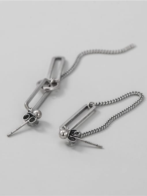 ARTTI 925 Sterling Silver Tassel Vintage Asymmetric Chain Drop Earring 2