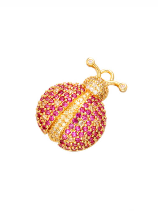 golden Brass Cubic Zirconia Micro Inlay ladybug Pendant
