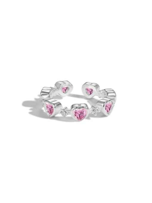 STL-Silver Jewelry 925 Sterling Silver Cubic Zirconia Heart Dainty Band Ring