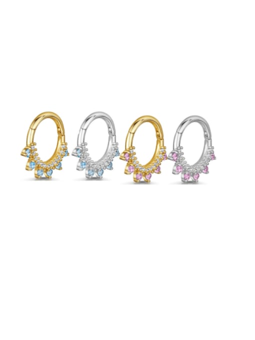 YUANFAN 925 Sterling Silver Cubic Zirconia Geometric Dainty Nose Rings(Single-Only One)