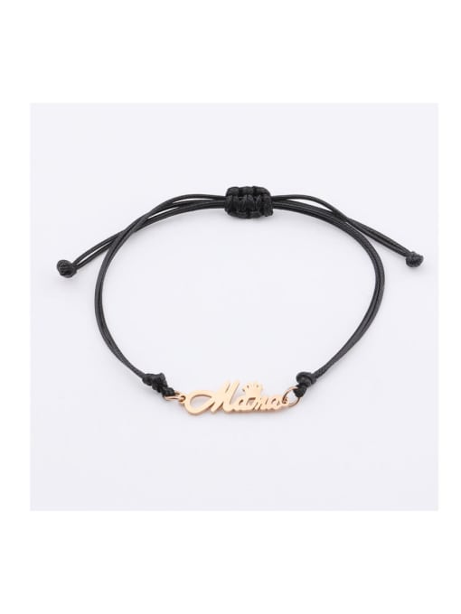 MEN PO Stainless steel Crown Wax rope Minimalist Adjustable Bracelet 0