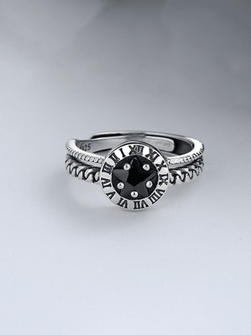 B045j approx. 4G 925 Sterling Silver Enamel Geometric Vintage Stackable Ring