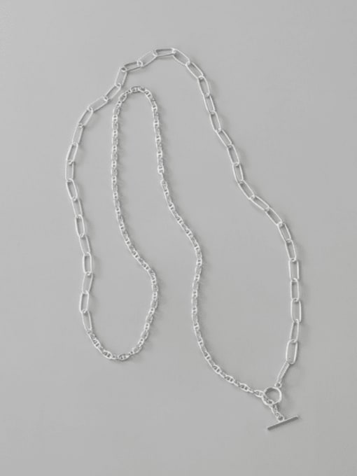 Sweater chain 70cm 925 Sterling Silver Geometric Vintage Asymmetric chain Long Strand Necklace