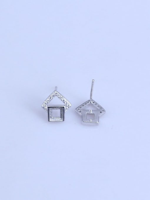Supply 925 Sterling Silver 18K White Gold Plated Geometric Earring Setting Stone size: 4*4mm 1