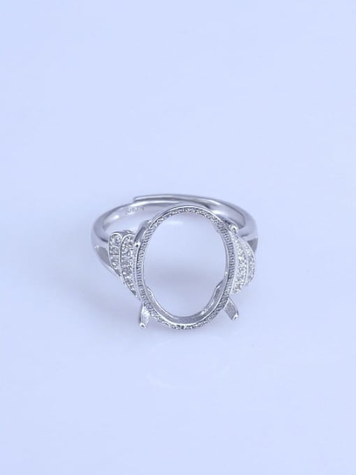 Supply 925 Sterling Silver 18K White Gold Plated Oval Ring Setting Stone size: 9*11 11*13 11*14 12*16 13*18 14*19MM 0