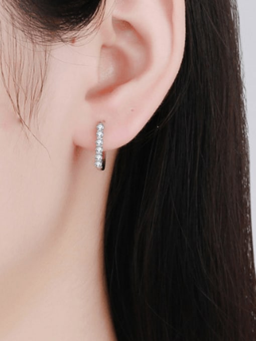LOLUS 925 Sterling Silver 1.0 CT Moissanite Geometric Dainty Huggie Earring 1
