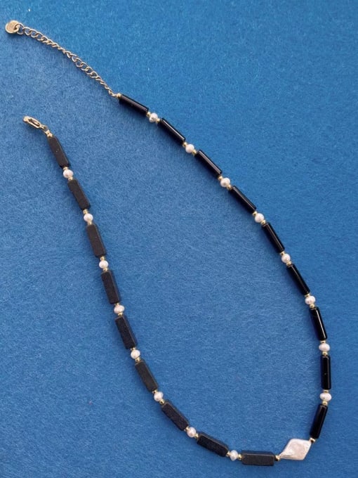W.BEADS Natural Stone Geometric Vintage  Handmade Beading  Necklace 1
