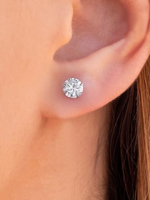YUANFAN 925 Sterling Silver Cubic Zirconia Geometric Minimalist Stud Earring 1