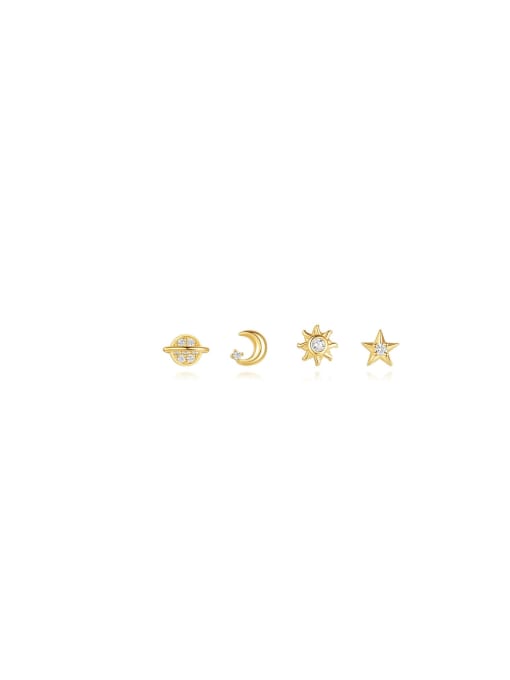 YUANFAN 925 Sterling Silver Cubic Zirconia Moon Dainty Stud Earring 0