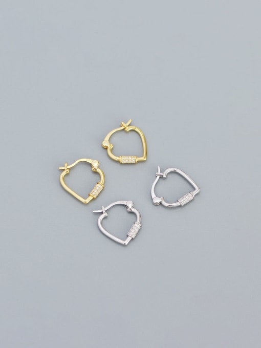 ACEE 925 Sterling Silver Cubic Zirconia Heart Dainty Stud Earring 1