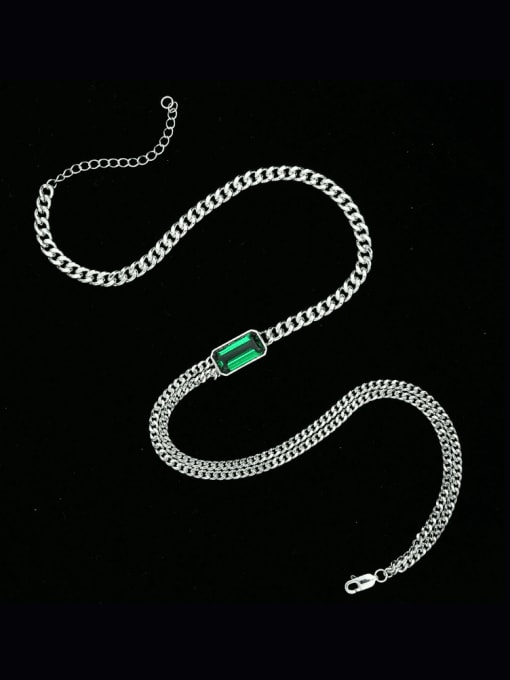 A&T Jewelry 925 Sterling Silver Glass Stone Geometric Minimalist Necklace 4