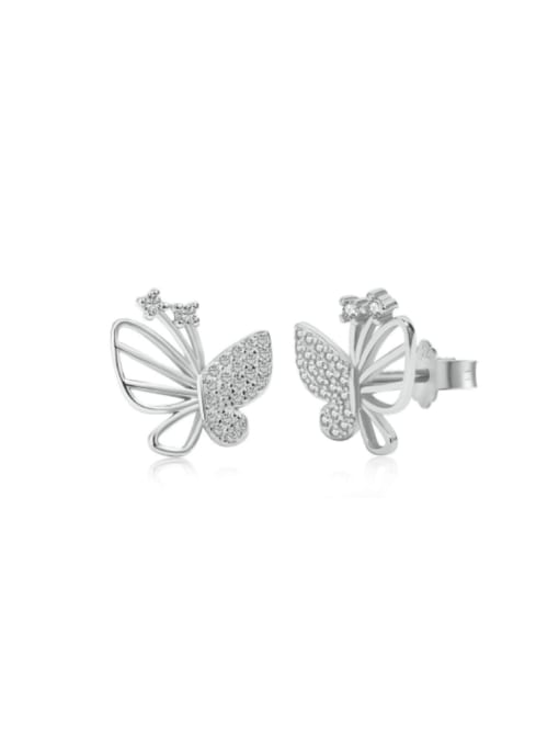 STL-Silver Jewelry 925 Sterling Silver Cubic Zirconia Hollow Butterfly Dainty Stud Earring 4