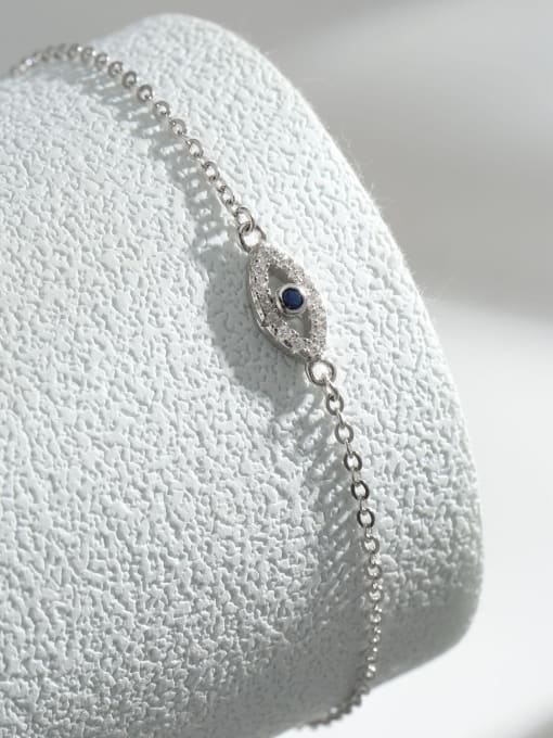 STL-Silver Jewelry 925 Sterling Silver Cubic Zirconia Evil Eye Minimalist Link Bracelet 1