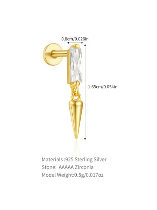 Single Gold 11 925 Sterling Silver Cubic Zirconia Geometric Dainty Single Earring