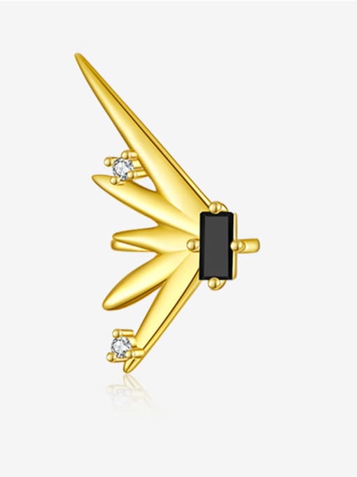 18k Gold Black Stone (Single) 925 Sterling Silver Cubic Zirconia Geometric Minimalist Single Earring