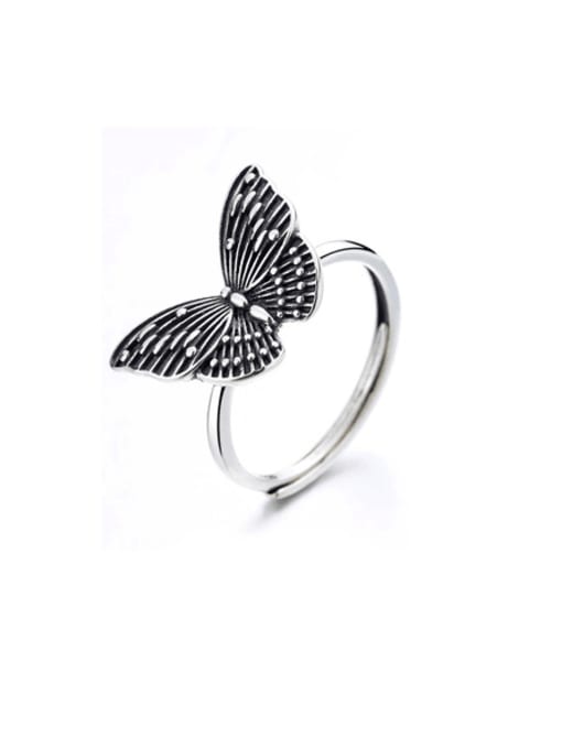 094j approx. 2.7g 925 Sterling Silver Butterfly Vintage Ring