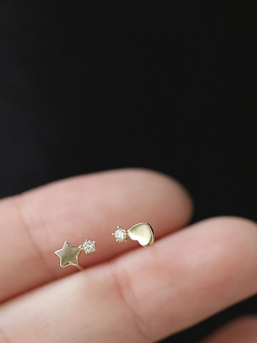 ZEMI 925 Sterling Silver Cubic Zirconia Star  Heart Minimalist Stud Earring 2