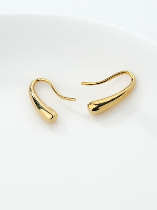 F1862 Gold 925 Sterling Silver Water Drop Minimalist Hook Earring