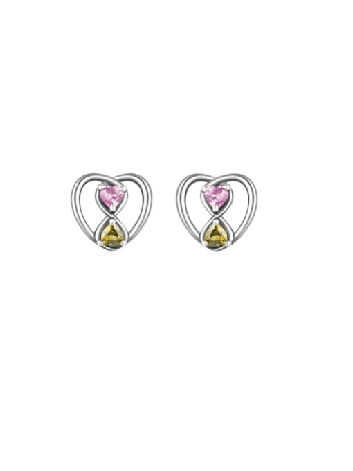 1 925 Sterling Silver Cubic Zirconia Heart Vintage Stud Earring