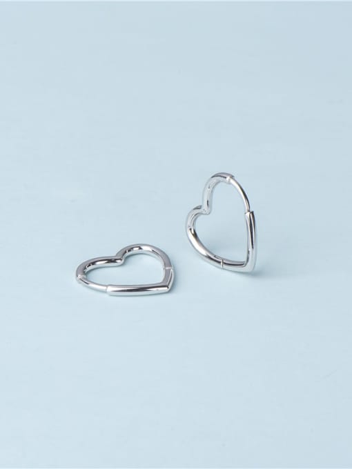 Small platinum 925 Sterling Silver Heart Minimalist Huggie Earring